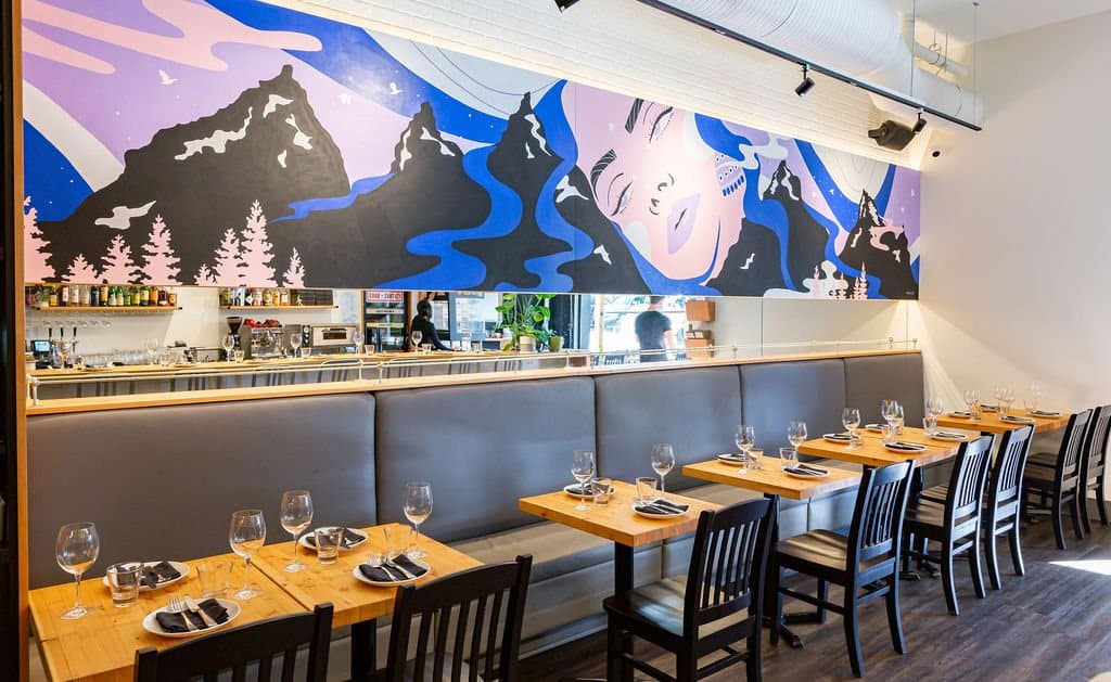 Uprooted mural in the dining room of UNA Pizzeria, Bridgeland